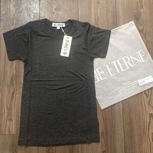 Eterne Butter Rib XS USA Made Charcoal Crewneck Tee NWT Rayon Spandex Blend